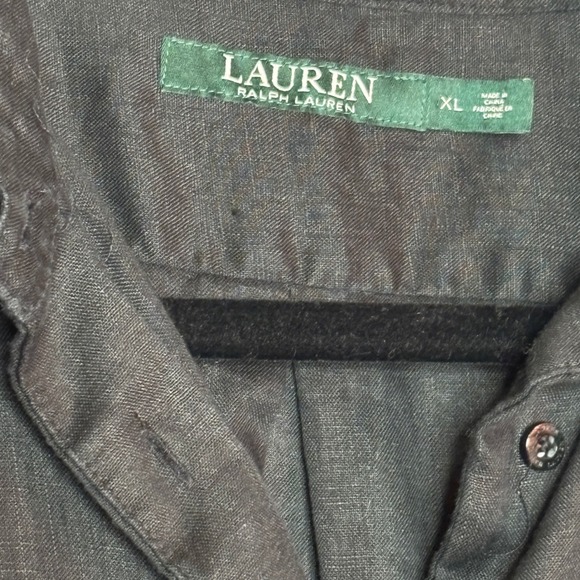 Lauren Ralph Lauren Womens Shirt XL Black Linen Blend Long‎ Sleeve Button Up XL - Picture 3 of 7